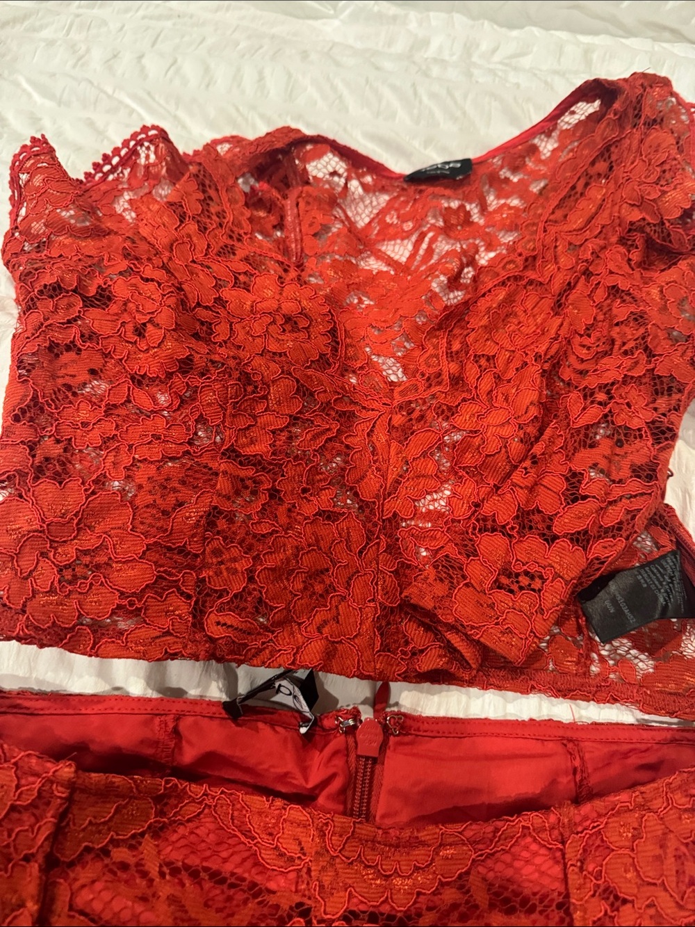 bebe Red Lace Two-Piece Set - Picture 2 of 9